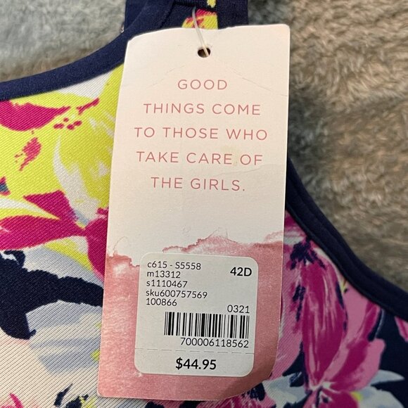 Cacique Women Floral Full Coverage Wide Strap Lightly Lined Balconette 42D - Picture 6 of 10